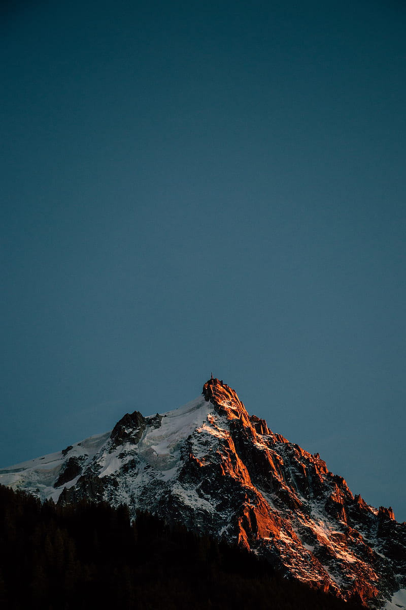 mountain, peak, snow, landscape, dusk, HD phone wallpaper