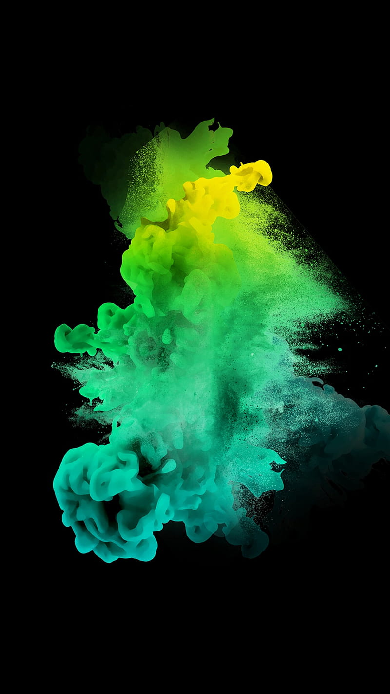 Yellow Green Smoke , background, ios, android, apple, HD phone wallpaper