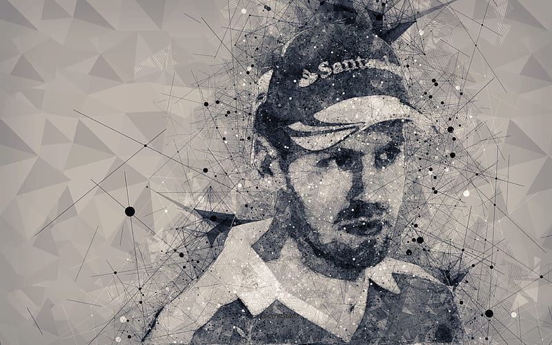 Sebastian Vettel creative geometric portrait, face, German racing driver, world champion, Formula 1, F1, creative art, Scuderia Ferrari, HD wallpaper