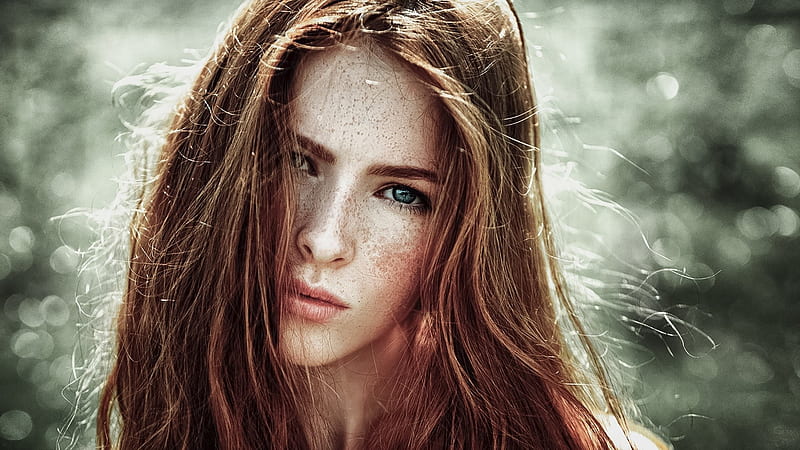 Beauty Green Girl Model Redhead Face Freckles Woman Hd Wallpaper Peakpx