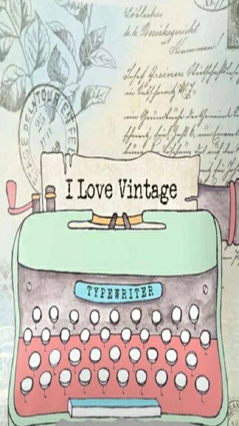 I Love Vintage, chic, letter, pastels, postage, shabby, typewriter, typing, HD phone wallpaper