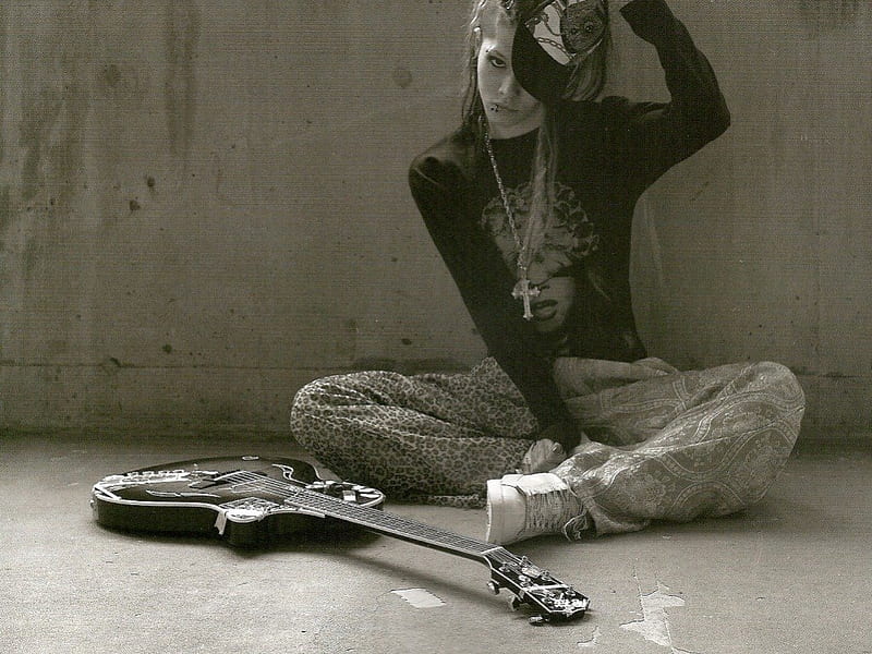 Miyavi, j-rock, monochrome, guitar, HD wallpaper