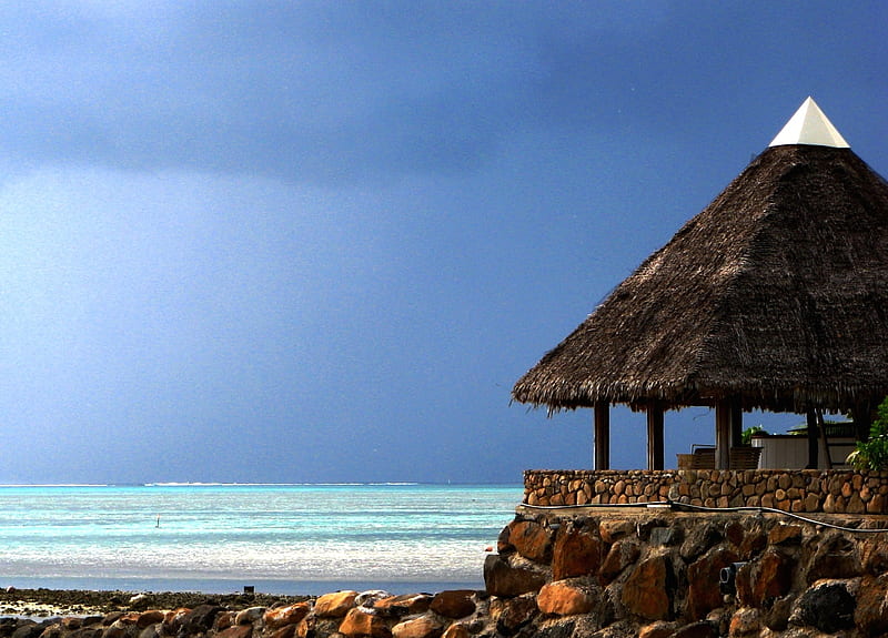 Tahiti Moorea, beach, pacific, tropical, HD wallpaper