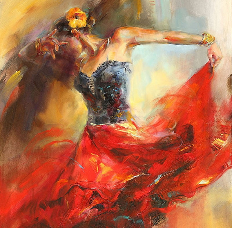 Spanish dancer, Spanish, painting, dancer, people, HD wallpaper