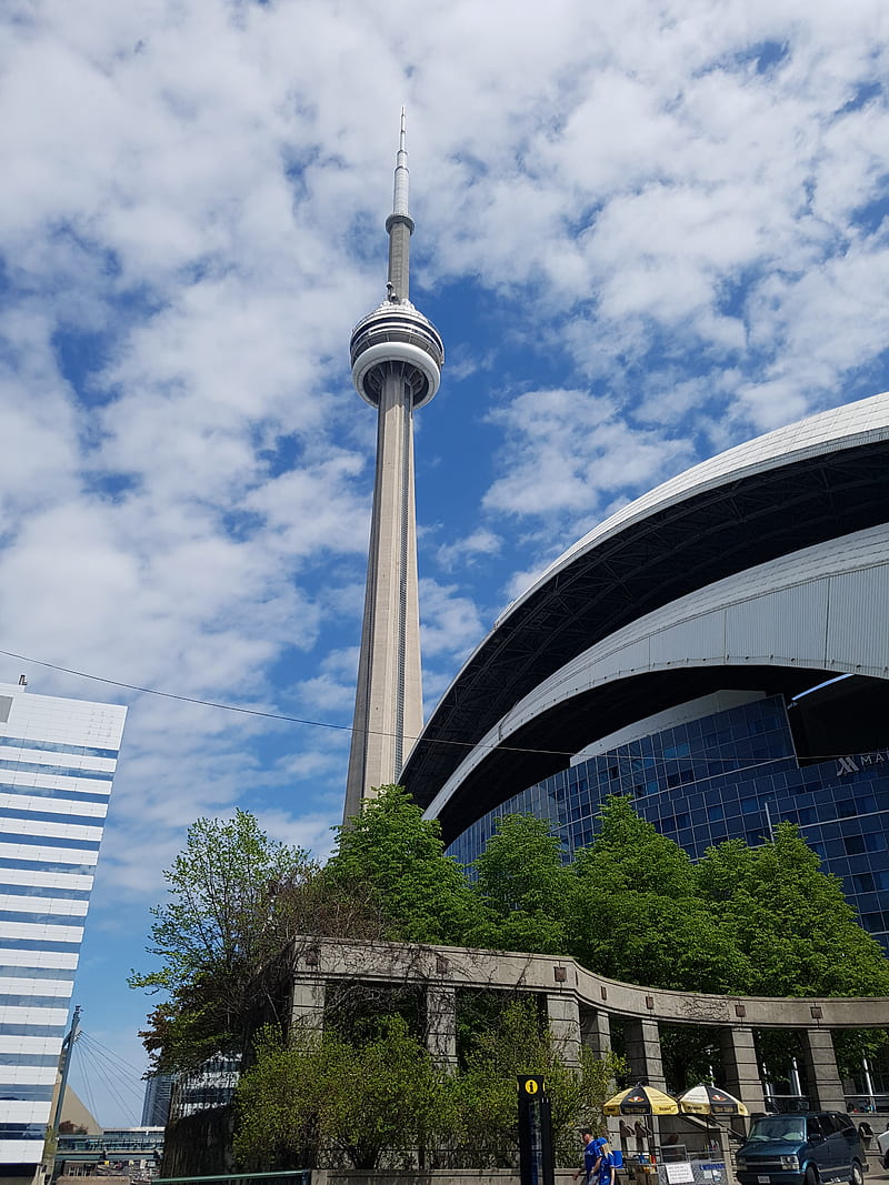 Toronto CN Tower, baseball, big city, blue jays, cn tower, rogers center, skydome, HD phone wallpaper