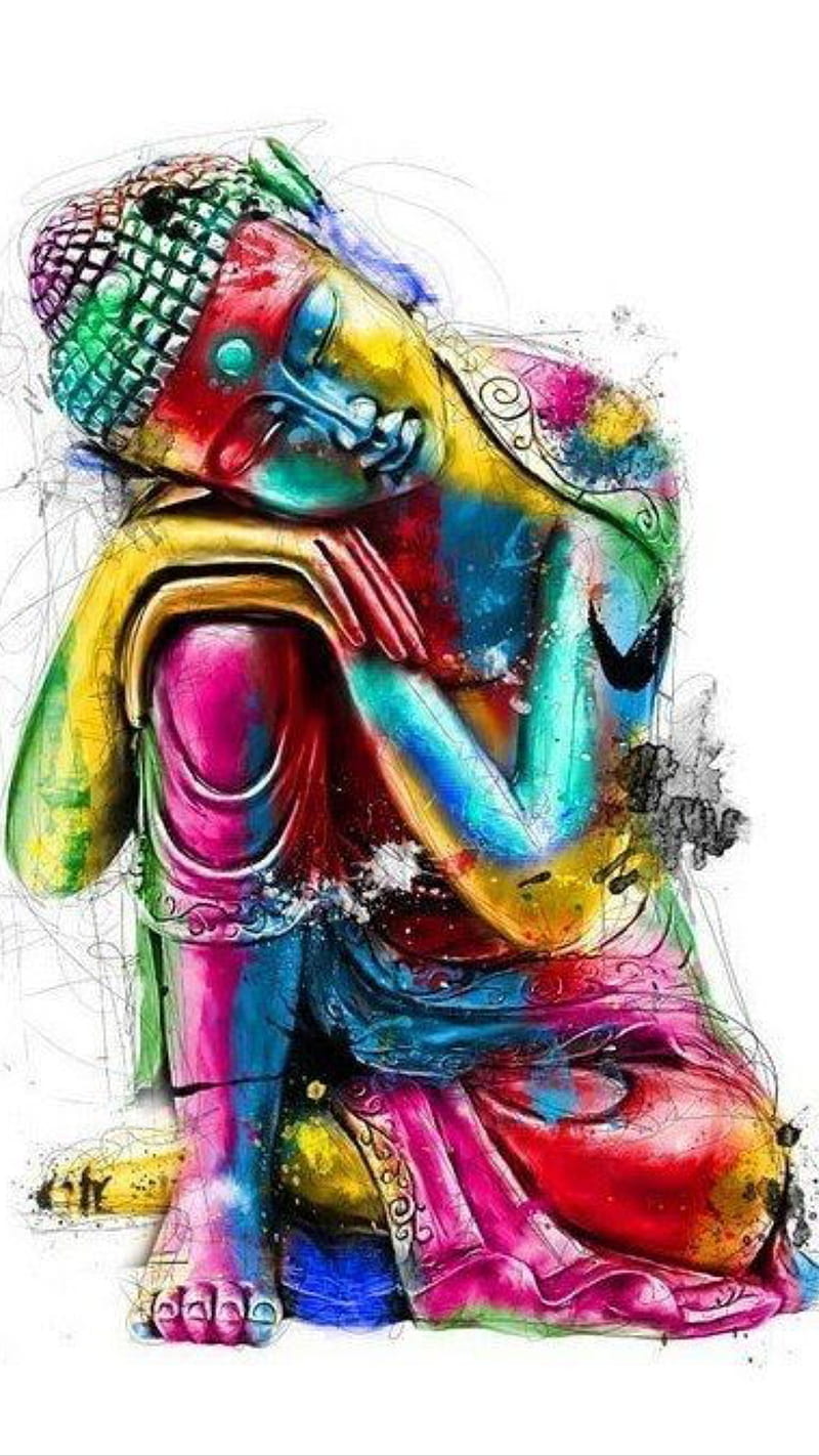 Buddha, colourful, souls, HD phone wallpaper