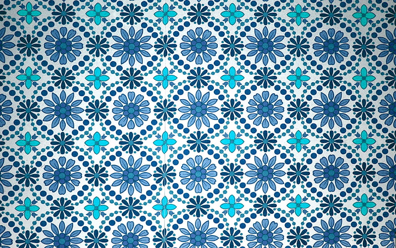 floral pattern blue flowers, floral texture, blue background, HD wallpaper