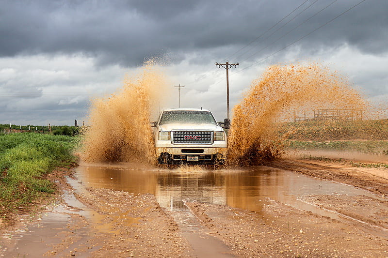 Muddy truck , challenger, chevy, dodge, ford, gm, mud, rain, toy, truck, trucks, HD wallpaper