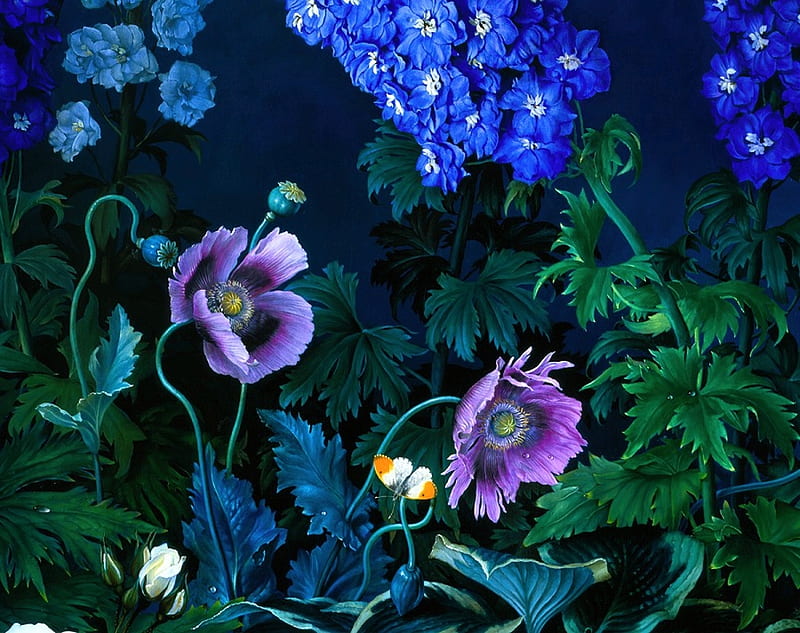 HD-wallpaper-garden-flowers-leaves-plants-painting-blossoms-petals-artwork-delphinium-anemone.jpg
