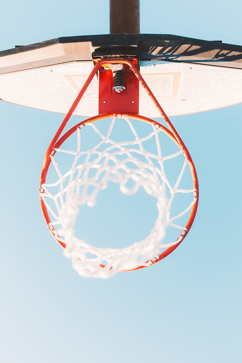 low-angle graphy of white and red basketball hoop, HD phone wallpaper