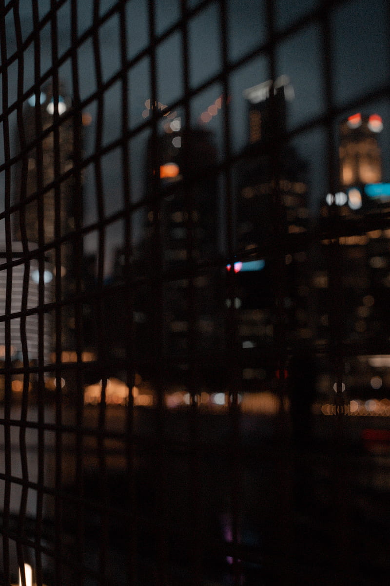 mesh, buildings, city, blur, dark, HD phone wallpaper