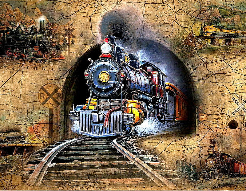 Full Speed, Train, Black, Steam, Tracks, HD wallpaper