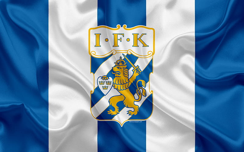 Goteborg FC Swedish football club, logo, emblem, Allsvenskan, football, Gothenburg, Sweden, silk flag, Swedish Football Championships, HD wallpaper