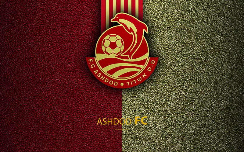 Asod FC football, logo, emblem, leather texture, Israeli football club, Ligat HaAl, Asod, Israel, Israeli Premier League, HD wallpaper