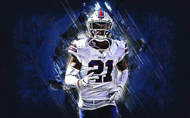 Stefon Diggs, Buffalo Bills, NFL, american football, portrait, blue stone  background, HD wallpaper