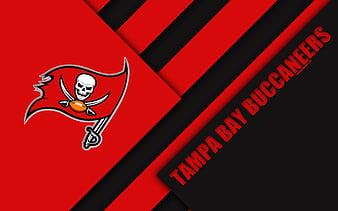 Tampa Bay Buccaneers NFC South, logo, NFL, red black abstraction, material design, American football, Tampa, Florida, USA, National Football League, HD wallpaper