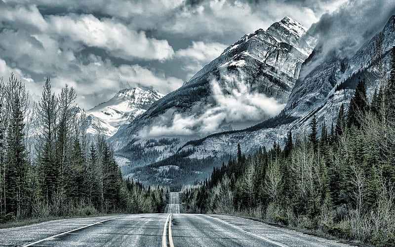 Mountain road alaska, forest, alaska, colors, bonito, clouds, mountain,  magical, HD wallpaper | Peakpx