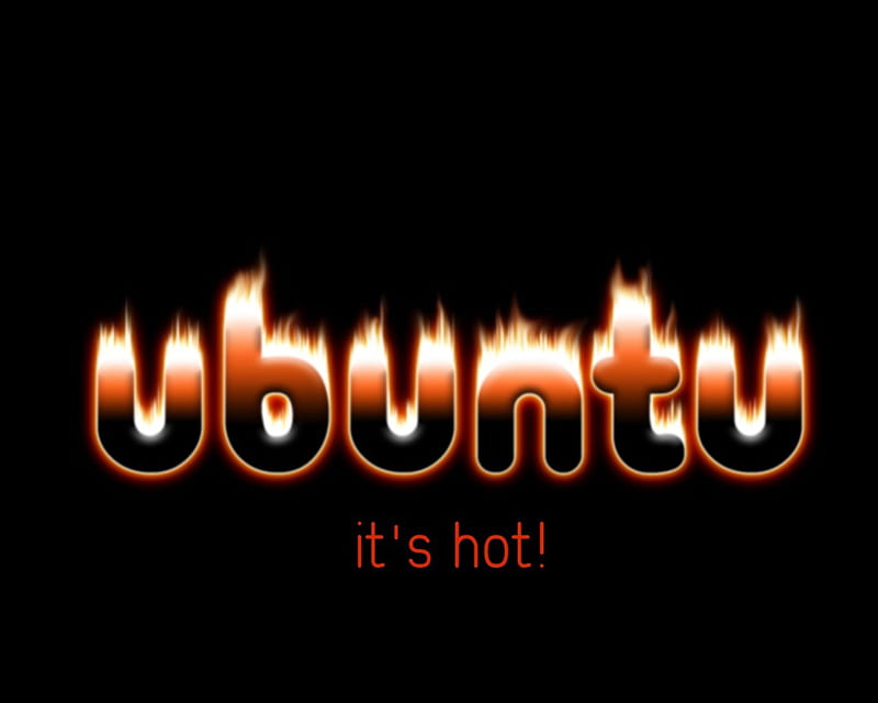 Ubuntu, It's Hot!, flaming, ubuntu, its hot, black, bronze, white, HD wallpaper