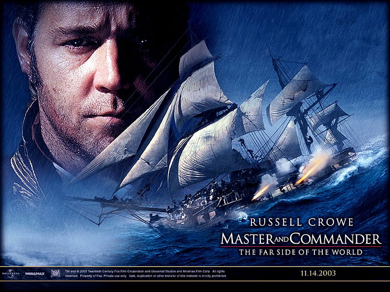 Master and Commander: Far side of the world, master and commander, russel crowe, action, battles, cinema, adventure, sea, HD wallpaper