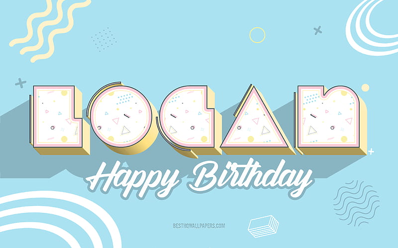 Happy Birtay Logan, Blue Birtay 3d Background, Logan, Blue Background, Happy Logan birtay, Logan Birtay, HD wallpaper