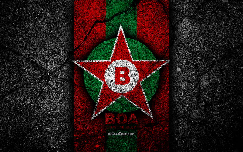 Boa FC logo, football, Serie B, red and green lines, soccer, Brazil, asphalt texture, Boa logo, Boa EC, Brazilian football club, HD wallpaper