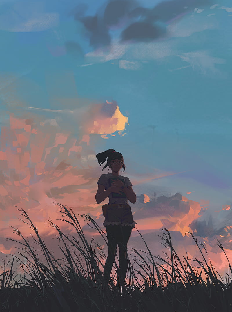 Sunrise, women, clouds, grass, ponytail, HD phone wallpaper | Peakpx