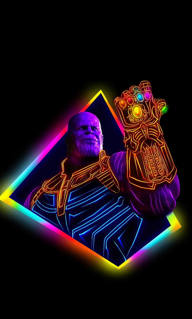 Thanos, infinity war, end game, infinity, neon, HD phone wallpaper