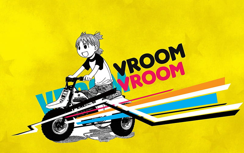 Yotsuba, cute, moped, speed, girl, anime, awesome, bike, vroom, HD wallpaper