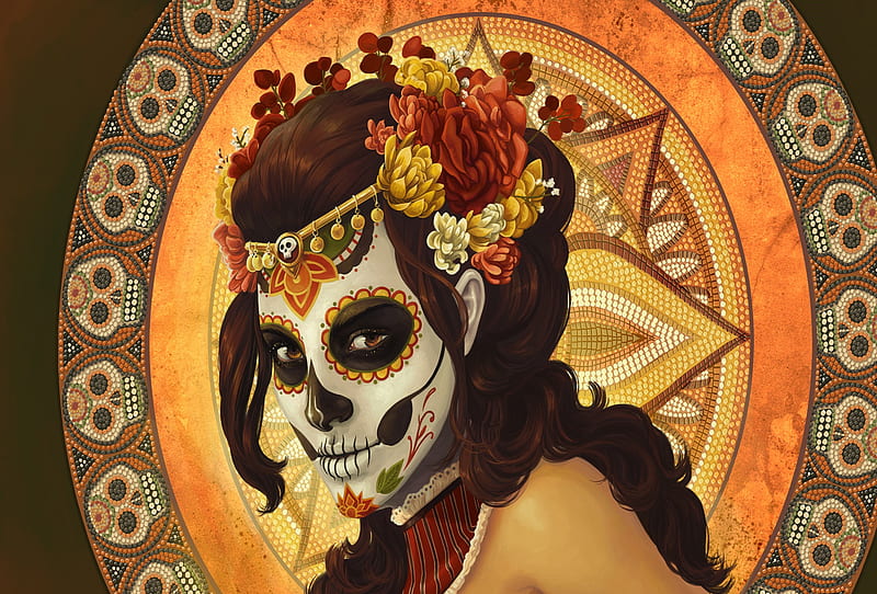 Canvas Wall Art Black Hat Skull Tattoo Lady Paintings Prints Picture  Non-Woven Poster Giclee Artwork Living Room Home Decor  27.5