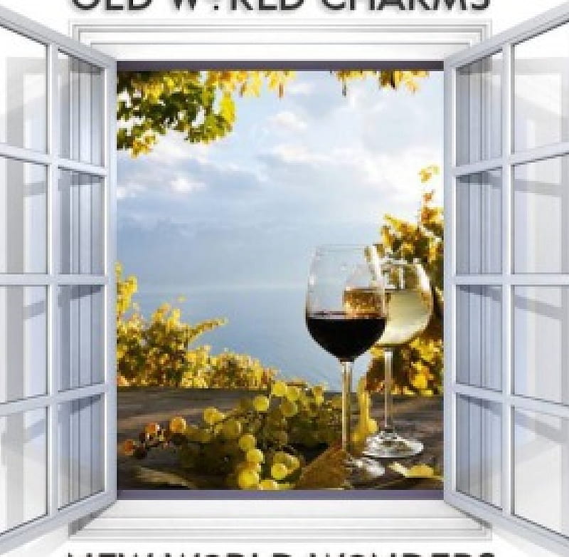 An Open Window, white wine, grapes, red wine, window, view, wine, HD wallpaper