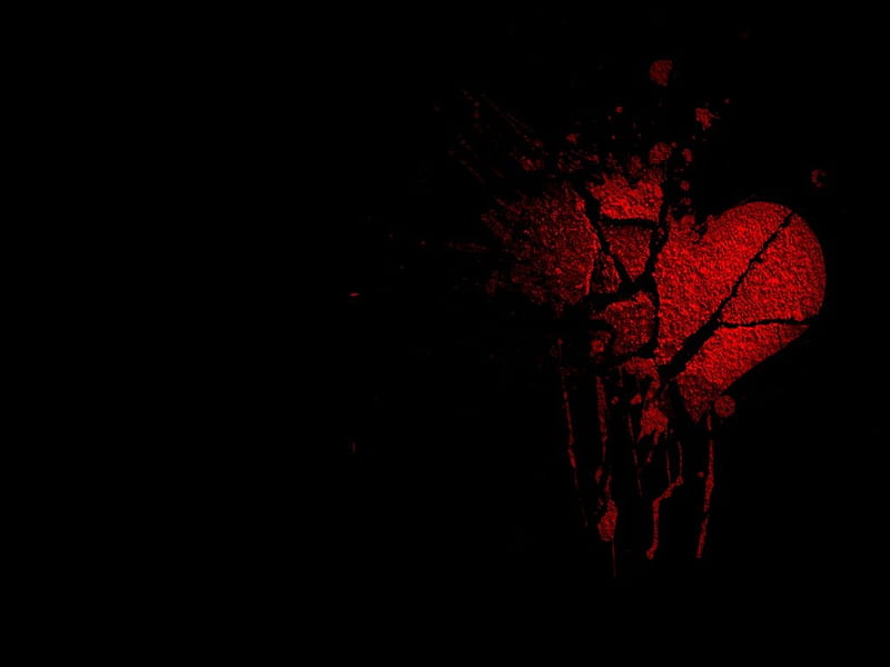 Broken Hearted, red, on black, broken heart, love, HD wallpaper | Peakpx