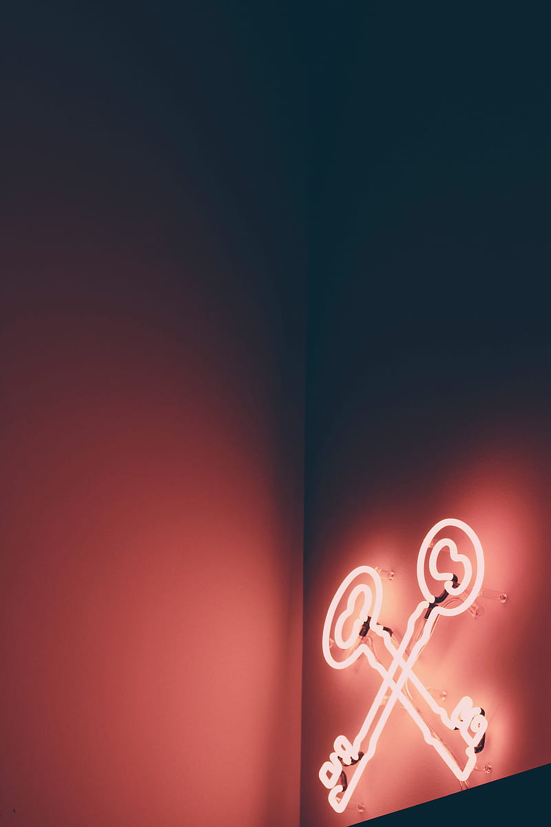 neon, sign, keys, light, glow, HD phone wallpaper