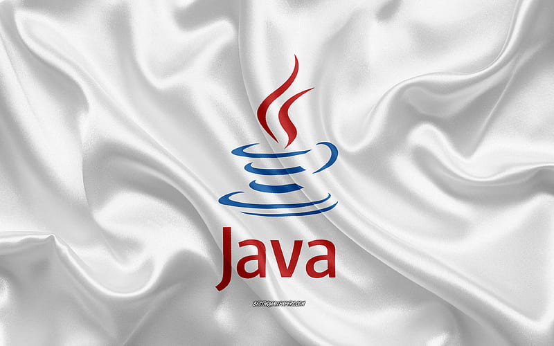 Java logo, white silk texture, Java emblem, programming language, Java, silk background, HD wallpaper