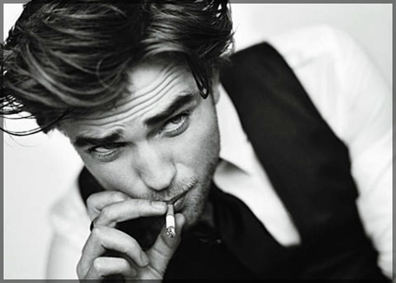 Robert Pattinson, glam, posing, divine, black and white, pure, purity, sexy, elegant, cigs, classy, graphy, elegance, handsome, glamour, HD wallpaper