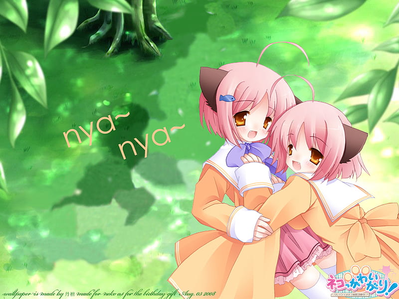 Nya nya, cute, nya, cat girl, anime, HD wallpaper