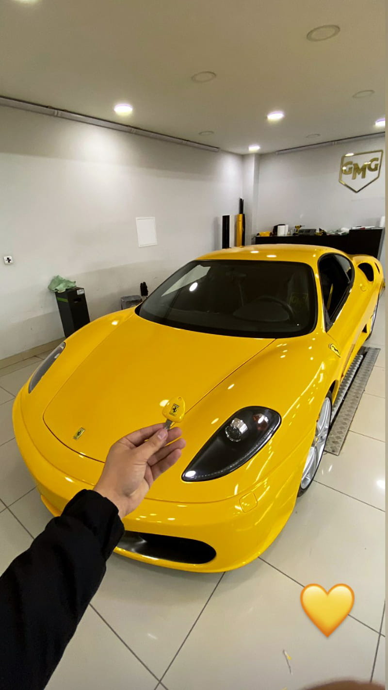 Unal Turan Ferrari, car, carros, super, tofas, tron, yello, yellow, HD phone wallpaper