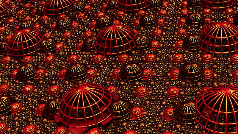 Red Fractal Relief Volume Trippy, HD wallpaper