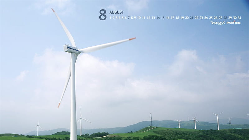 August-Calendar-Large windmill, HD wallpaper