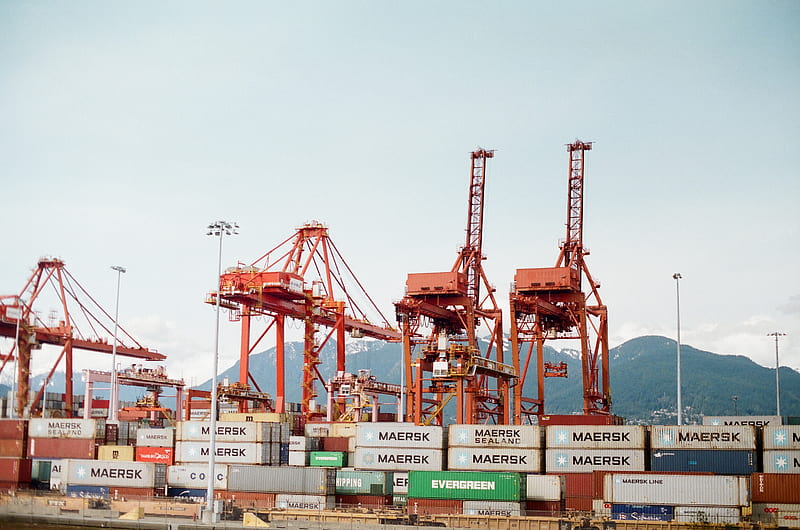 cargo port crane, HD wallpaper