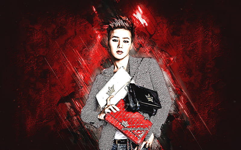 G Dragon South Korean Singer Big Bang G Dragon Art Kwon Ji Yong Red Stone Background Hd Wallpaper Peakpx