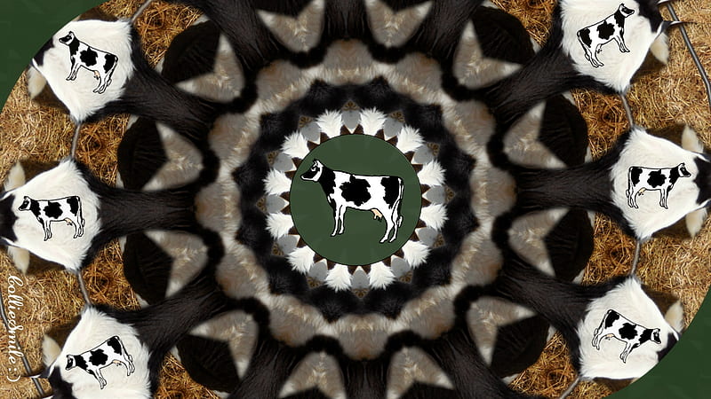 Where is the 8th Cow?, catt1e, Michigan, black, dairy, straw, kaleidoscope, kaleidoscopes too1, spotted cow, Holstein, white, cows, HD wallpaper