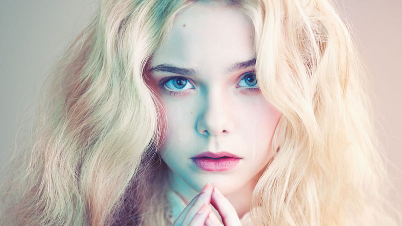 Actresses, Elle Fanning, Actress, American, Blonde, Blue Eyes, Close-Up, Face, Stare, HD wallpaper