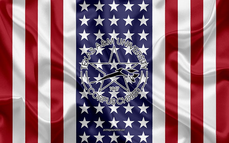 Texas AM University-Corpus Christi Emblem, American Flag, Texas AM University-Corpus Christi logo, Corpus Christi, Texas, USA, Texas AM University-Corpus Christi, HD wallpaper