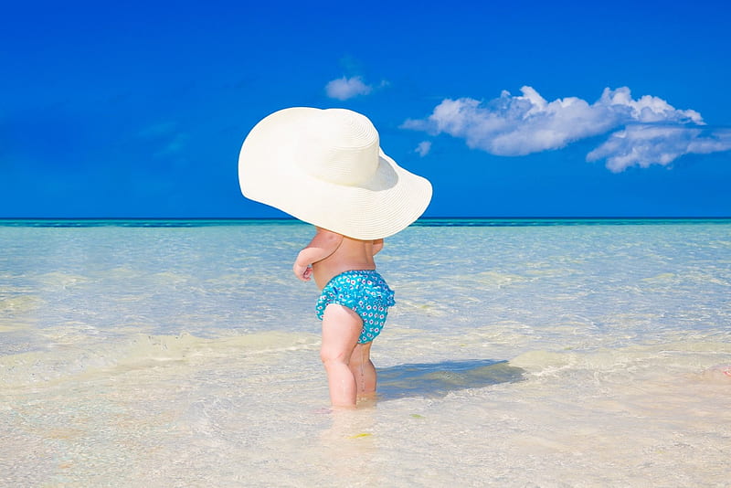 Beach Baby, ocean, straw hat, adorable, sky, clouds, baby, sweet, beach, sand, HD wallpaper | Peakpx Beach Baby, ocean, straw hat, adorable, sky, clouds, baby, sweet, beach, sand, HD wallpaper | Peakpx