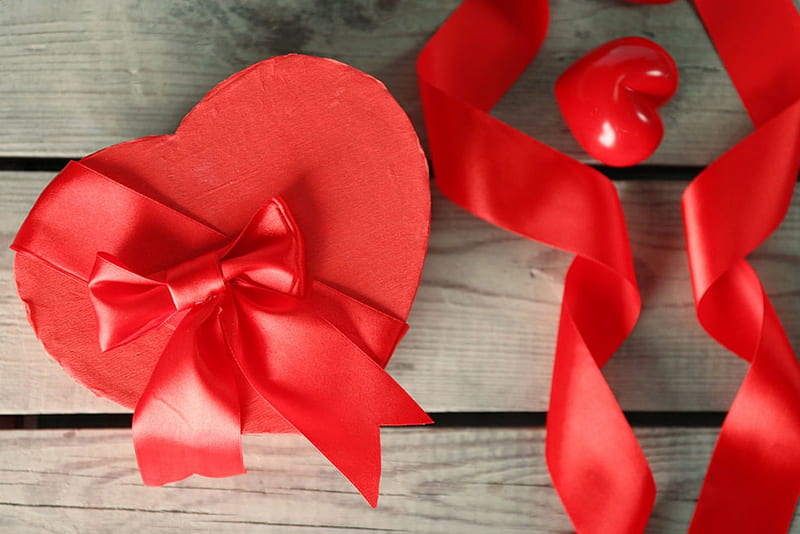 Valentines Day gift with ribbon, with ribbon, Valentines, gift, Day, HD wallpaper