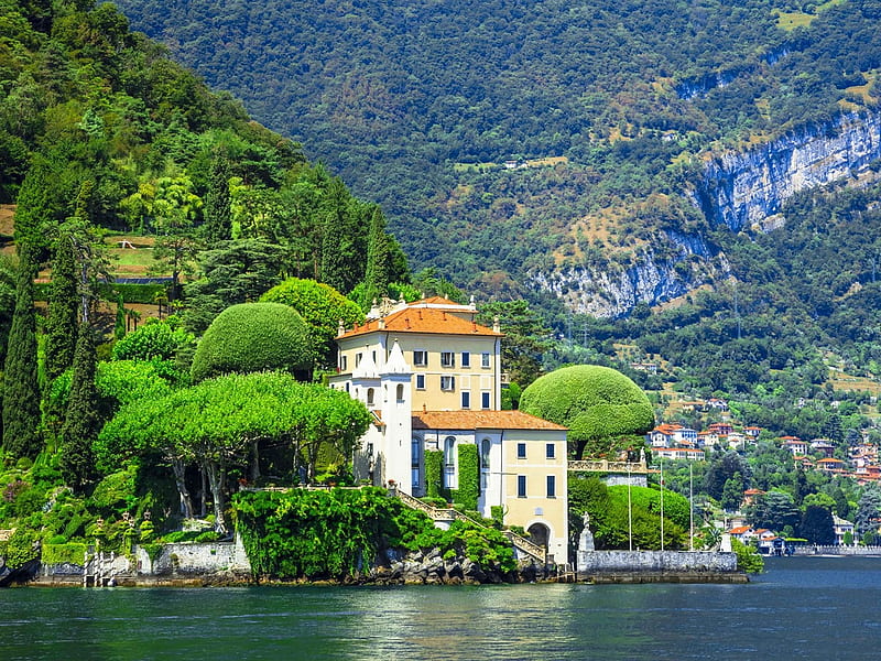 Lake Como,Italy, mountains, houses, nature, trees, lake, HD wallpaper