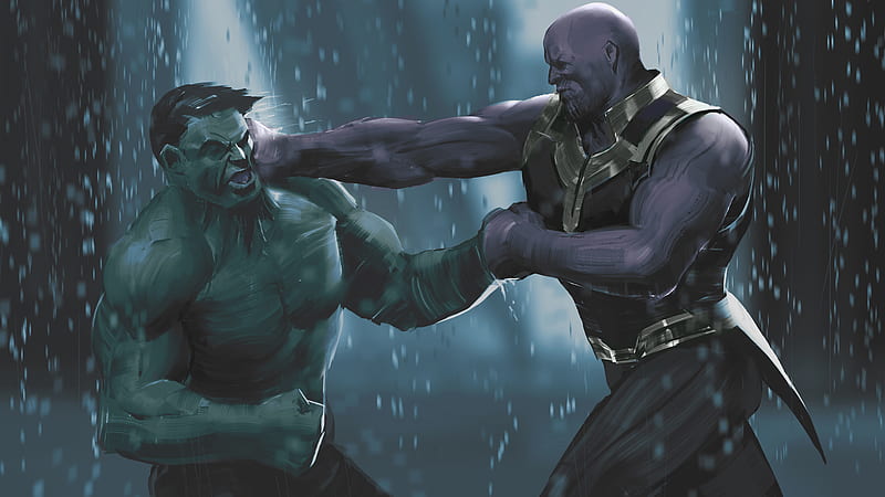 Hulk Vs Thanos, hulk, thanos, superheroes, artwork, digital-art, art, HD wallpaper