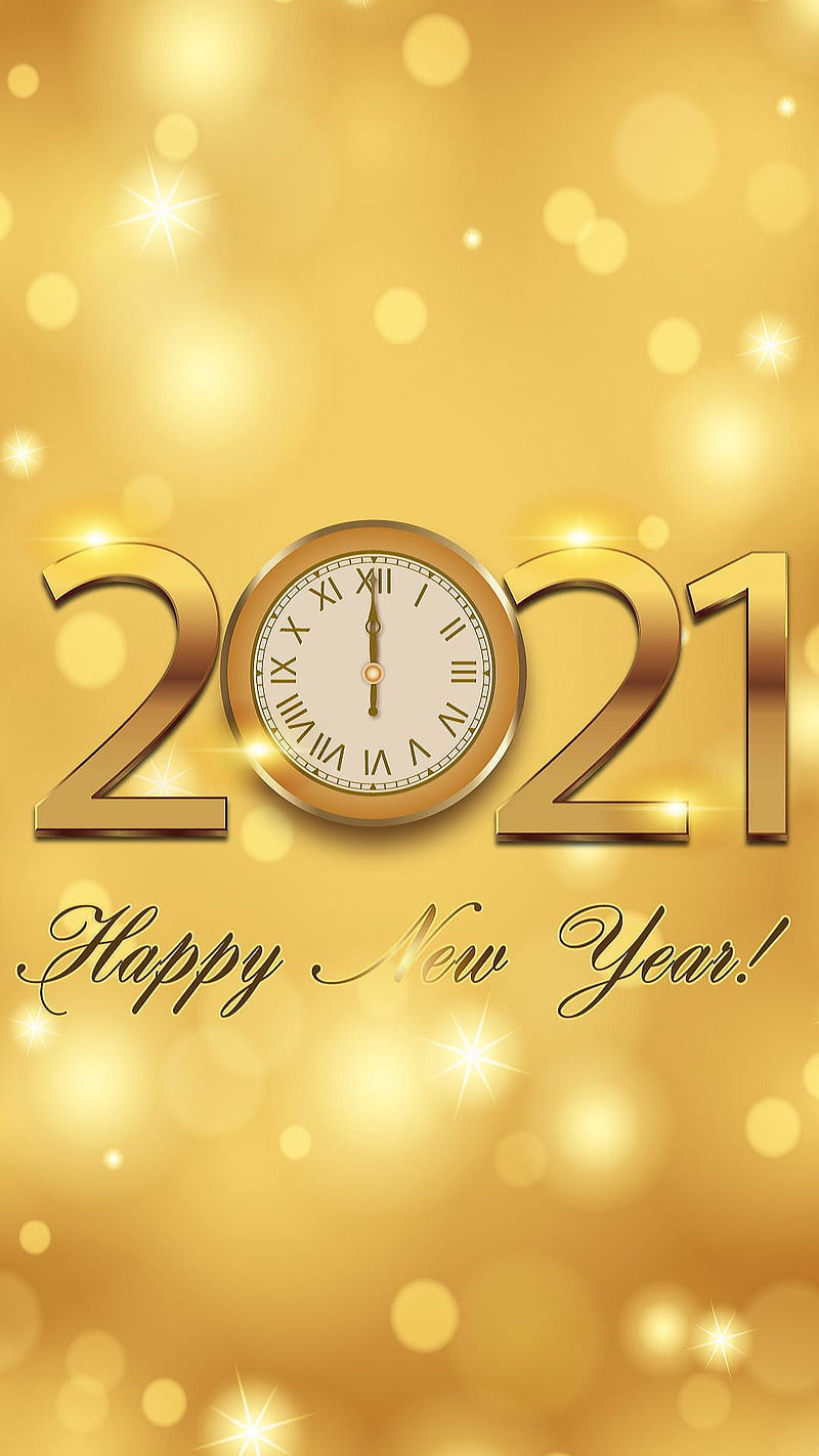 2021, clocks, gold, golden, happy new year new year, time, watch, yellow, HD phone wallpaper