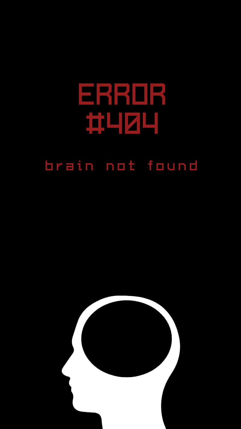 brain not found, black, error, error 404, funky, no brain, not found, HD phone wallpaper