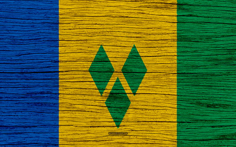 Flag of Saint Vincent and the Grenadines North America, wooden texture, national symbols, Saint Vincent and the Grenadines flag, art, Saint Vincent and the Grenadines, HD wallpaper